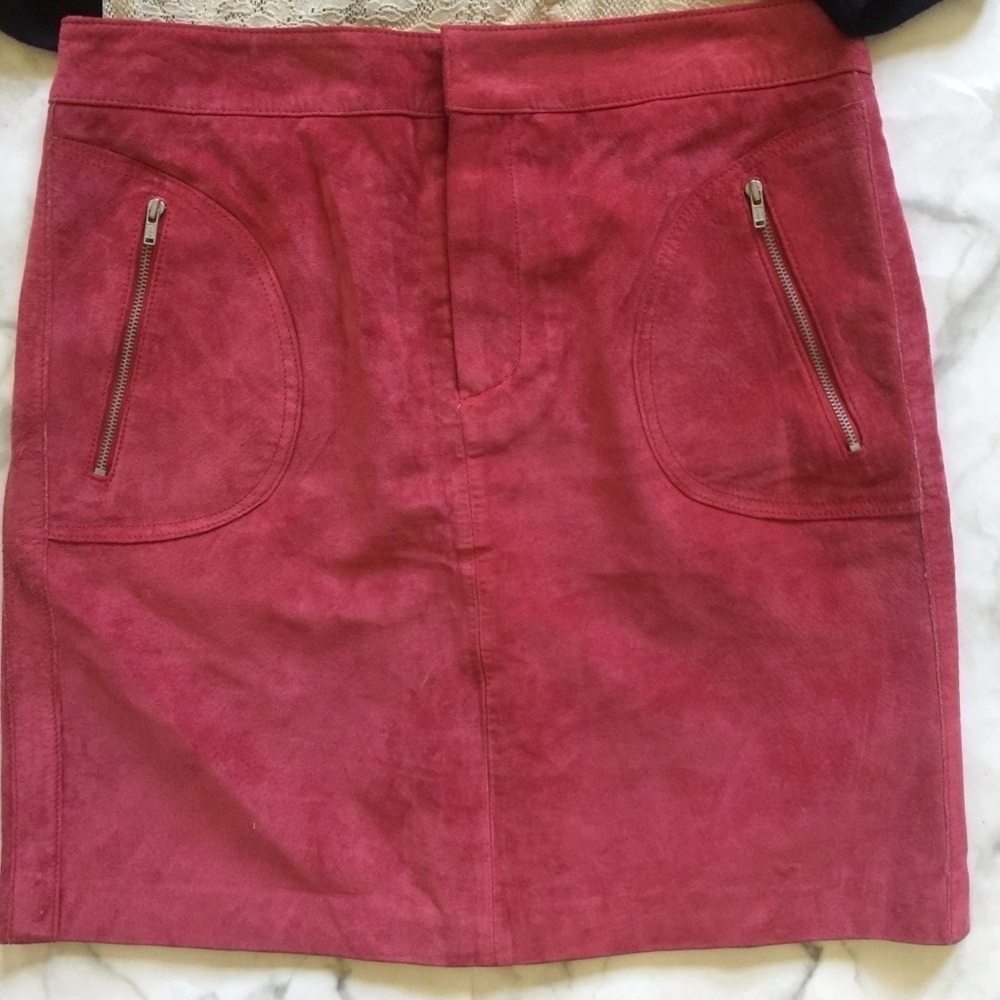 New Frontier Red Suede Zip Pocket Mini Skirt NWT Size 6